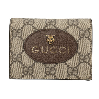 gucci 古驰 女士米色/乌木色人造革虎头标卡包零钱包 476420 k9gwt