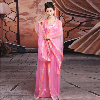 服装仙女演出服古代唐朝公主贵妃襦裙舞蹈性感汉服影楼写真服 粉色a款