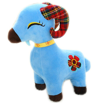 羊年彩虹羊公仔毛绒玩具吉祥物七 年会礼品布娃娃玩偶 蓝色 20cm