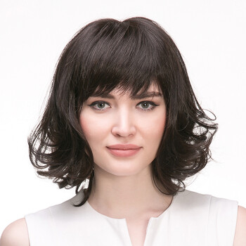 瑞贝卡(rebecca) 真发假发女士短发短卷发头套黑色半手织微卷梨花头整