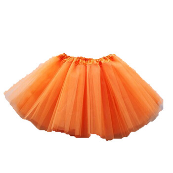 运动女童裙半身裙童裙欧美儿童芭蕾舞蹈裙纱裙 橘黄 均码