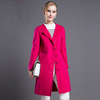 idf 依迪菲 2017冬季女式单排扣双面呢大衣 fwn6109d 14番茄酱红 160