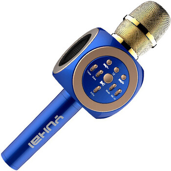 手机麦克风唱吧全民k歌神器声卡无线唱吧电脑麦克风蓝牙直播话筒 蓝色