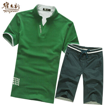维杰斯 2015夏装男装短袖t恤套装 潮牌男士t恤 短裤套装 夏季短袖t恤