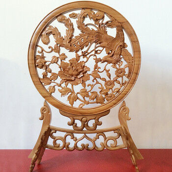 顺通礼坊 东阳木雕新古典 桃木摆件 卧室客厅台屏 家居装饰礼品 工艺