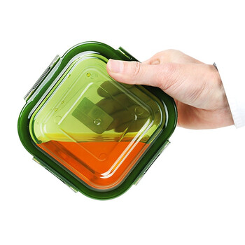 
                                        
                                                            悠佳 绿色耐热玻璃保鲜盒饭盒便当盒2件套烤箱微波炉适用赠保温包3件套餐具                