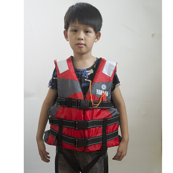 户外漂流专业加厚游泳救生衣儿童马甲配胯带安全 儿童雅马哈(红色)