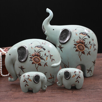 爱舒贝美式大象摆件北欧创意陶瓷小象装饰品电视柜客厅风水软装礼品x
