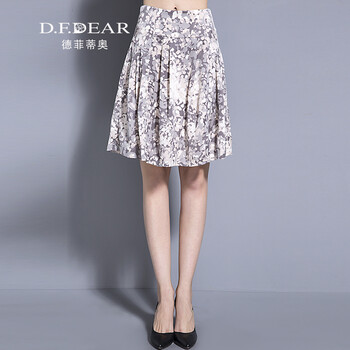 德菲蒂奥/D.F.DEAR 2015夏季新品时尚印花淑女半身裙DGHX063R20 印咖啡86 M