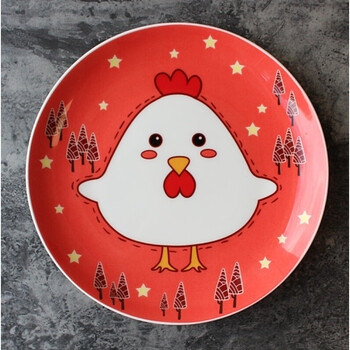 牛排西餐盘子菜盘家用陶瓷餐具创意卡通盘早餐水果盘 梦幻小鸡8寸盘