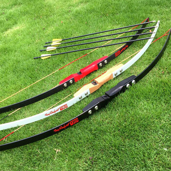户外弓箭户外射击反曲弓弓箭射箭练习弓直拉弓分体弓1 40磅黑色 5支箭