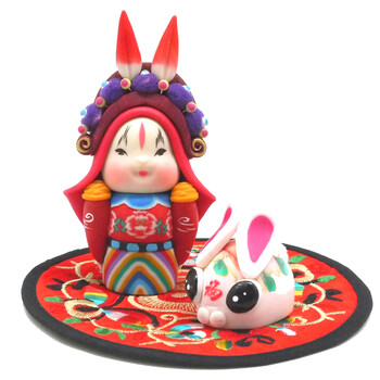 工艺品旅游纪念 玩偶公仔手办 民俗玩具 中秋春节礼北京兔儿爷 吉兔坊