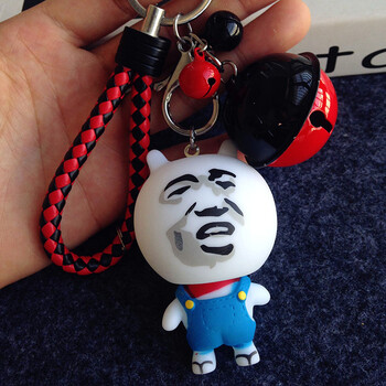 大表哥金馆长表情包铃铛钥匙扣男女款汽车钥匙链包包挂件 黑红铃铛-大