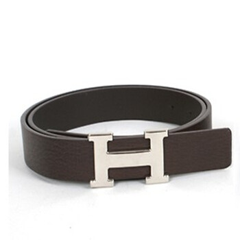 士 休闲 工字型皮带时尚百搭单圈光身光面pu腰带 暗咖色