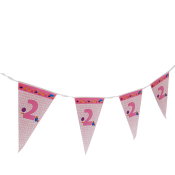 孩派HighParty生日派对用品/生日聚会用品/生日用品/二岁女孩彩旗12面
