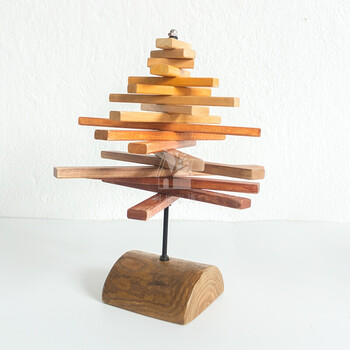 配色木条树形书架摆件 创意个性摆设礼物书房办公室桌面装饰 黄-秋之