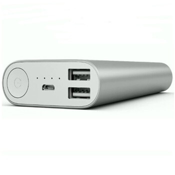 小米（MI）移动电源/充电宝 大容量16000mAh 双USB输出 品质电芯 通用简约型 银色标配+蓝色原装保护套