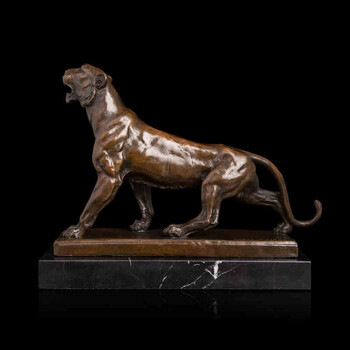 顺通礼坊 铜艺 动物摆件 家居办公室摆件 抽象虎 橙色