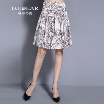 德菲蒂奥/D.F.DEAR 2015夏季新品时尚印花淑女半身裙DGHX063R20 印咖啡86 M
