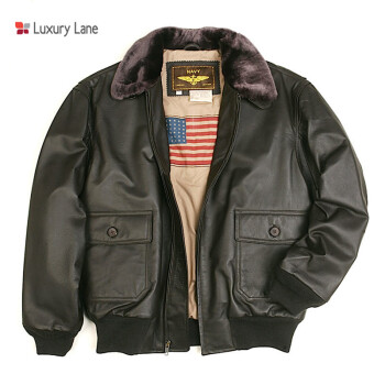 Luxury Lane皮衣男士秋冬新款二战经典G1飞行皮夹克男士外套 可脱卸毛领 加肥加大 深褐色 3XLT(加长 加大)