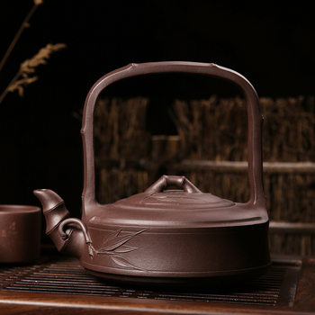 尊壶 宜兴紫砂壶提梁壶名家周桂川高建芬手工茶具壶竹段竹节紫砂提梁