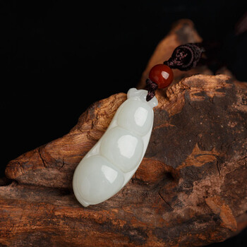 玉香飞 和田玉白玉四季豆吊坠男女款玉坠