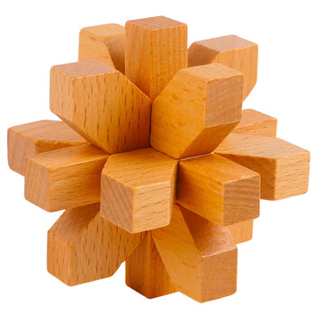 孔明锁右脑益智力开发八卦榫卯结构鲁班解锁儿童玩具 (进口榉木)梅花