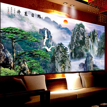 
                                        皇室珍艺钻石画5d钻石十字绣魔方钻满钻客厅新款钻石绣贴钻十字绣风景山水画旭日东升 魔方钻满钻 1米*45cm                