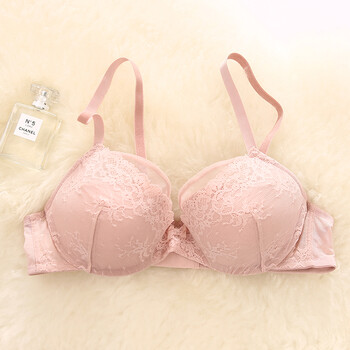 朦胧薄纱蕾丝 甜美性感女 春 透气薄款 文胸 内衣 粉色 80b