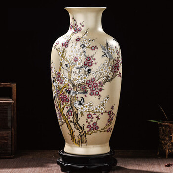风源陶瓷器插花花瓶家居喜鹊梅花工艺品客厅摆件酒柜书房装饰 喜鹊梅