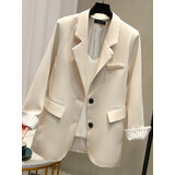 忆轶 小西装外套女装春秋季新款韩版职业休闲时尚气质宽松女神范西服上衣女 杏色 S