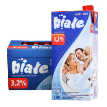 波兰进口牛奶 Biale高温灭菌全脂牛奶 1L*12盒 整箱