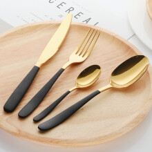 Bestart  黑金系列 不锈钢刀叉勺餐具四件套