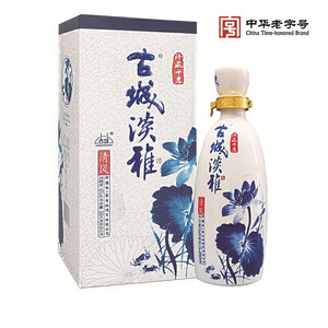 新疆第一窖 古城酒 淡雅清风 纯粮食 窖藏原浆 清香型白酒 42度 250ml 淡雅 小清风