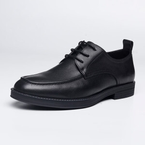 Q七匹狼正装男鞋男士新品黑色头层牛皮系带时尚商务舒适皮鞋 001(黑色)