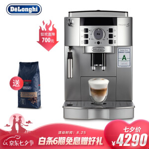 德龙（Delonghi）咖啡机 全自动咖啡机 欧洲原装进口 家用 自带打奶泡系统 ECAM22.11