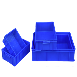 米奇特工 515*345*150加厚塑料周转箱 零件盒元件盒物料收纳箱 蓝色