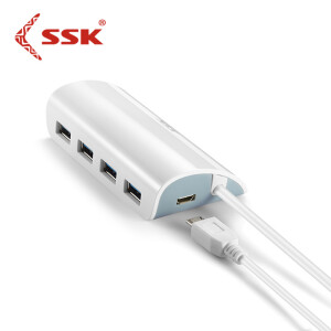 飚王（SSK）SHU808 四口USB3.0高速传输分线器 多功能扩展集线器HUB自带1米 带Mic 四口高速传输分线器