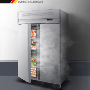 德玛仕 DEMASHI 商用风冷双开门冰柜 立式冷藏 冷柜不锈钢冰箱 厨房电器 双门全冷藏LC1.0L2W