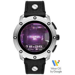 Diesel智能手表防水GPS心率监测Axial黑色真皮镶嵌表带触摸屏10152738 Black os