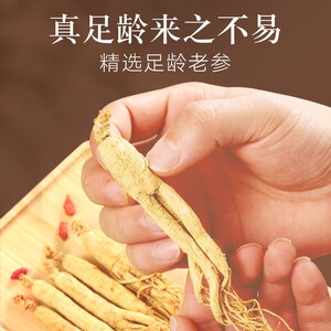 北京同仁堂人参 整棵精选人参 无熏蒸 长白山人参 多支人参礼盒50g 滋补好礼 泡酒食材