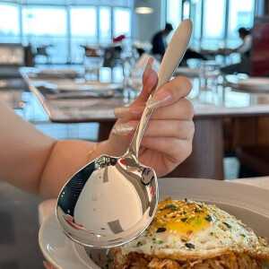 不锈钢大勺子服务勺大号分菜勺酒店自助餐厅食堂加厚分餐匙公用勺 大勺 2个