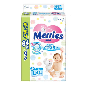 Merries妙而舒婴儿纸尿裤L64片*5+XL44片