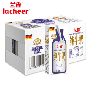 京东PLUS会员：Lacheer兰雀德臻系列脱脂高钙纯牛奶1L*12盒*2件