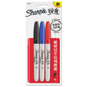 Sharpie锐意防褪色马克笔3支/卡黑+蓝+红