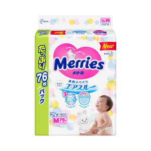 10点开始：Merries妙而舒婴儿纸尿裤M76片*4件