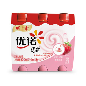 Yolplait 优诺 优丝 风味酸乳 草莓果粒酸奶酸牛奶 210g*3瓶 *5件