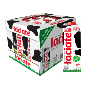 波兰进口 Laciate 兰雀 全脂纯牛奶 1L*12盒 3.2%fat