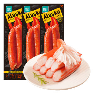 优形阿拉斯加蟹肉棒即食65g*3袋冷藏 蟹柳轻食减餐低脂休闲零食