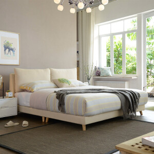 3日0点：A家家具DA0120-180米黄色1.8米床+床垫*1+床头柜*1